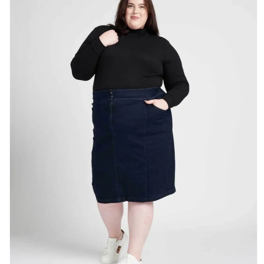 Denim midi skirt, Universal Standard Julia plus